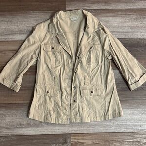 dressbarn Beige Utility Jacket with Patch Pockets